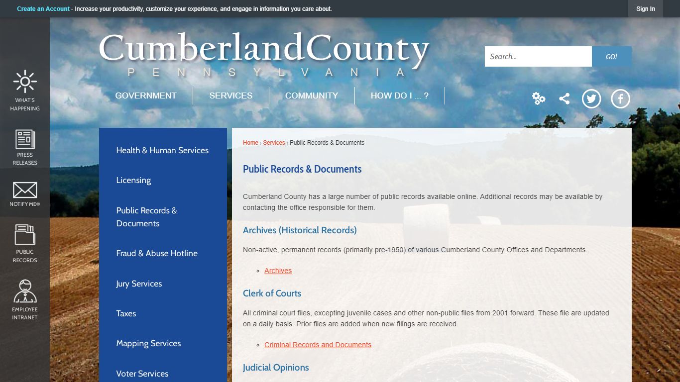 Public Records & Documents - Cumberland County, PA